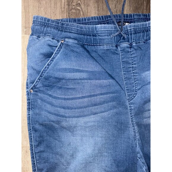 Fashion Nova Womens 1X Denim Jogger Pants Elastic Waist Stretch - Picture 2 of 6